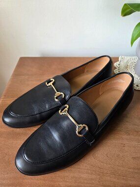 EUC H&M BLACK GOLD ACCENT LOAFERS MINIMALIST SIZE 9 WOMENS